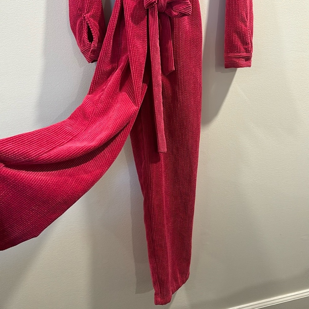 Pink Corduroy Belted Jumpsuit - Picture 4 of 7